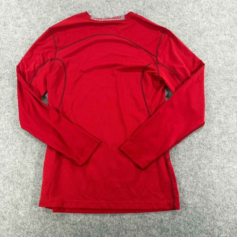 Nike Pro Combat Dri-FIT Mens Red Long Sleeve Compression Shirt Small